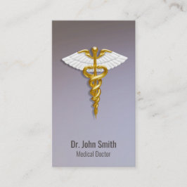 Medical Elegant Gold Caduceus White Wings Visitekaartje
