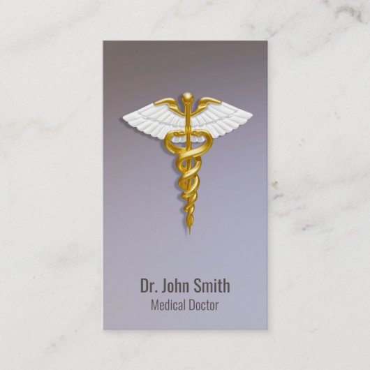 Medical Elegant Gold Caduceus White Wings Visitekaartje (Voorkant)