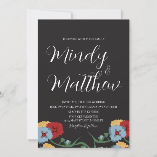 Medical Folk Florals Wedding Invitation Kaart (Voorkant)