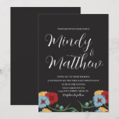 Medical Folk Florals Wedding Invitation Kaart (Voorkant / Achterkant)