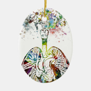 Medical Gifts Heart en Lungs Motif Keramisch Ornament