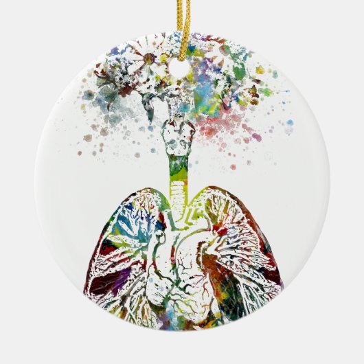 Medical Gifts Heart en Lungs Motif Keramisch Ornament (Voorkant)