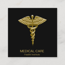 Medical Gold Caduceus Black - Square Visitekaartje
