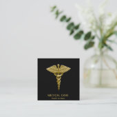 Medical Gold Caduceus Black - Square Visitekaartje (Staand voorkant)