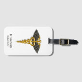 Medical Gold Caduceus Black Wings Classy Elegant Bagagelabel (Voorkant (horizontaal))