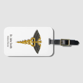Medical Gold Caduceus Black Wings Classy Elegant Bagagelabel