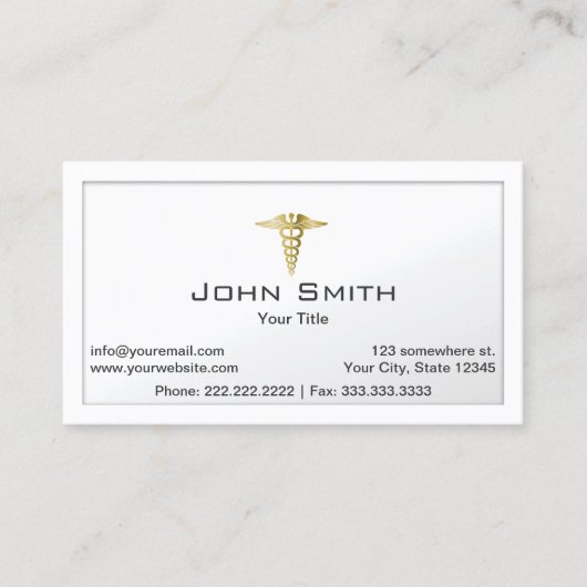 Medical Gold Caduceus Professional Visitekaartje (Voorkant)