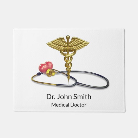Medical Gold Caduceus & Stethoscope with Heart Deurmat (Voorkant)
