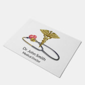 Medical Gold Caduceus & Stethoscope with Heart Deurmat (Schuin)
