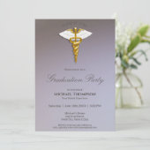 Medical Gold Caduceus White Wings Afstuderen Kaart (Staand voorkant)