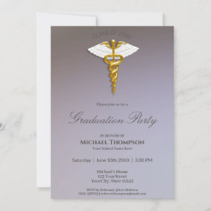 Medical Gold Caduceus White Wings Afstuderen Kaart