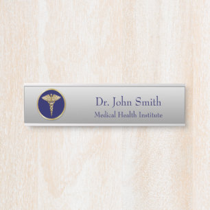 Medical Gold Professional Caduceus Blue Deurbordje