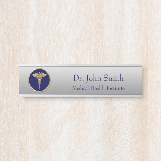 Medical Gold Professional Caduceus Blue Deurbordje (Voorkant)