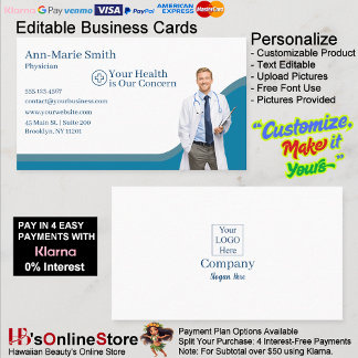 Medical Health Blue Physician Wave Uniform Scrubs  Visitekaartje