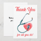 Medical Heart Stethoscope Nursing Doctor Nurse Bedankkaart (Voorkant / Achterkant)