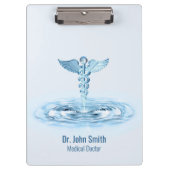 Medical Hermes Rod Blue Caduceus Water Ripples Klembord (Voorkant)