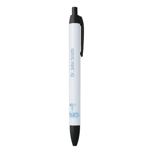 Medical Hermes Rod Caduceus Water rimpelt blauw Zwarte Inkt Pen (Achterkant (Verticaal))