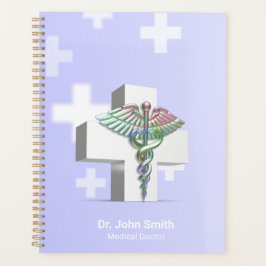 Medical Holographic 3D Caduceus White Cross Planner
