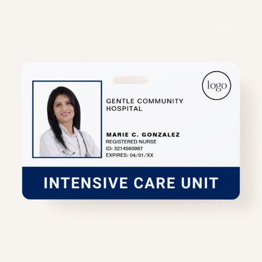 Medical Hospital Navy Blue Logo Foto ID Badge (Voorkant)