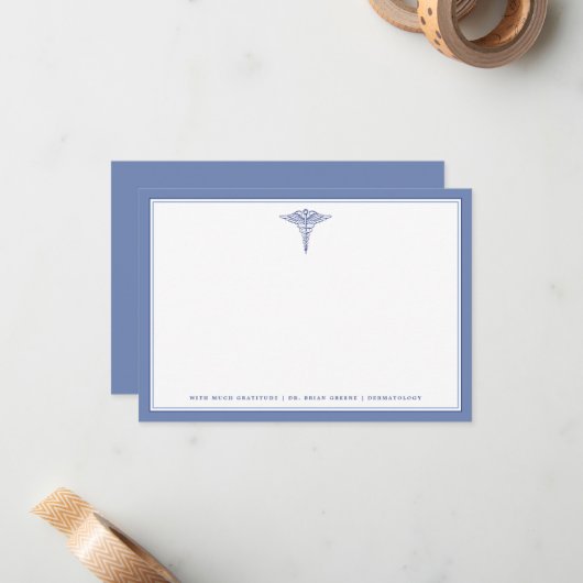 Medical Kantoor Blue Thema | Forfaitaire briefkaar Notitiekaartje (Voorkant / Achterkant in situ)