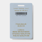 Medical Light Blue Caduceus Gold Foil Stripes ID Badge (Back)