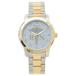 Medical Light Blue Caduceus Registered Nurse RN Horloge