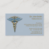 Medical Light Blue Gold Caduceus Fine Professional Afsprakenkaartje (Voorkant)