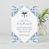 Medical Logo Blue Afstuderen Invitation Greenery Kaart (Staand voorkant)