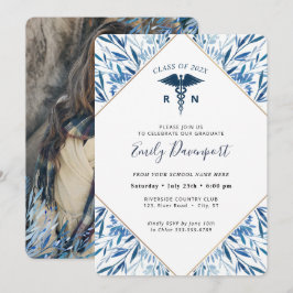 Medical Logo Blue Afstuderen Invitation Greenery Kaart