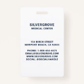 Medical Logo Clinic Hospital Blue Photo Nurse ID Badge (Achterkant)