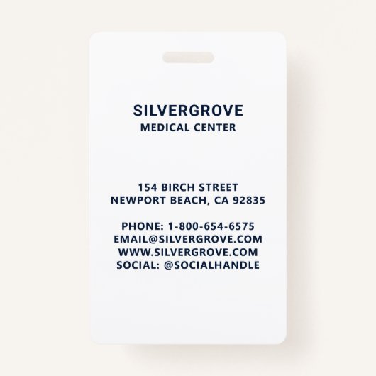 Medical Logo Clinic Hospital Blue Photo Nurse ID Badge (Achterkant)