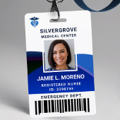 Medical Logo Clinic Hospital Blue Photo Nurse ID Badge