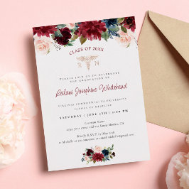 Medical Marsala Burgundy Floral Gradual Party Folie Uitnodiging