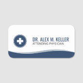Medical Name Tag | Navy Blue Clinical Wave ID (Voorkant)