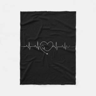 Medical Nursing Heart Stethoscoop Heartbeat Medica Fleece Deken