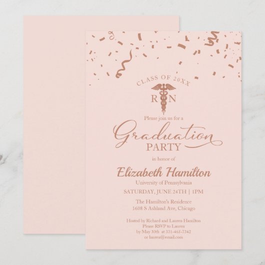 Medical Nursing School Afstudeerder Party Roos Gol Kaart (Voorkant / Achterkant)