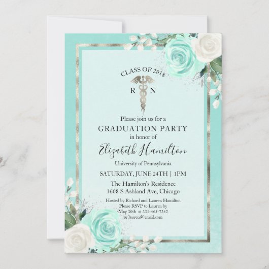 Medical Nursing School Graduation Party Foto Blauw Kaart (Voorkant)
