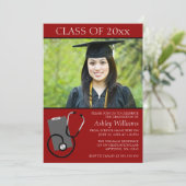 Medical Nursing School Red Photo Afstuderen Kaart (Staand voorkant)