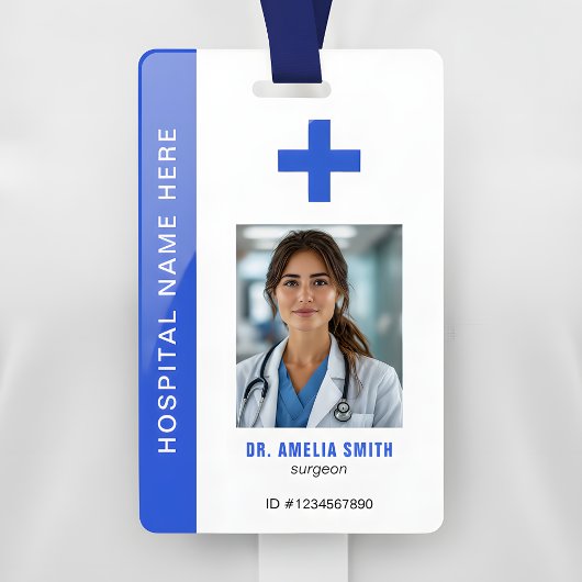 Medical Officer Photo Name QR Code ID Badge