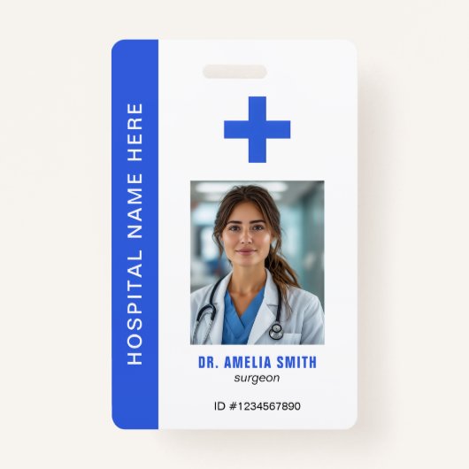 Medical Officer Photo Name QR Code ID Badge (Voorkant)