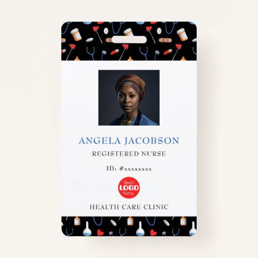 Medical Pattern Registered Nurse Healthcare Logo Badge (Voorkant)