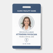 Medical Photo ID Navy Blue Badge (Voorkant)
