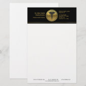 Medical Professional 3D Gold Caduceus Emblem Briefpapier (Voorkant / Achterkant)