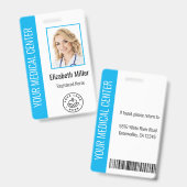 Medical Professional Aangepaste foto en tekst Blau Badge (Front & Back)