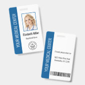 Medical Professional Aangepaste foto en tekst Blau Badge (Front & Back)