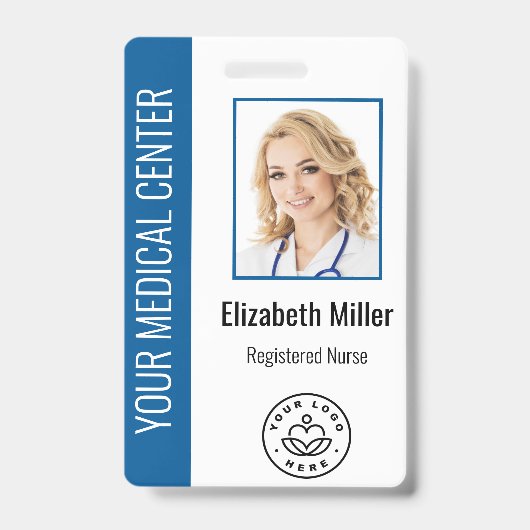 Medical Professional Aangepaste foto en tekst Blau Badge (Front)
