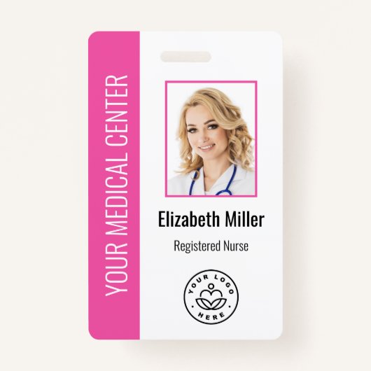Medical Professional Aangepaste foto- en tekstroze Badge (Voorkant)