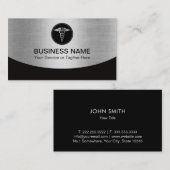 Medical Professional Black & Silver Visitekaartje (Voorkant / Achterkant)