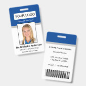Medical Professional Blue Custom Photo Identity Badge (Voor- en achterkant)