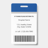Medical Professional Blue Custom Photo Identity Badge (Achterkant)
